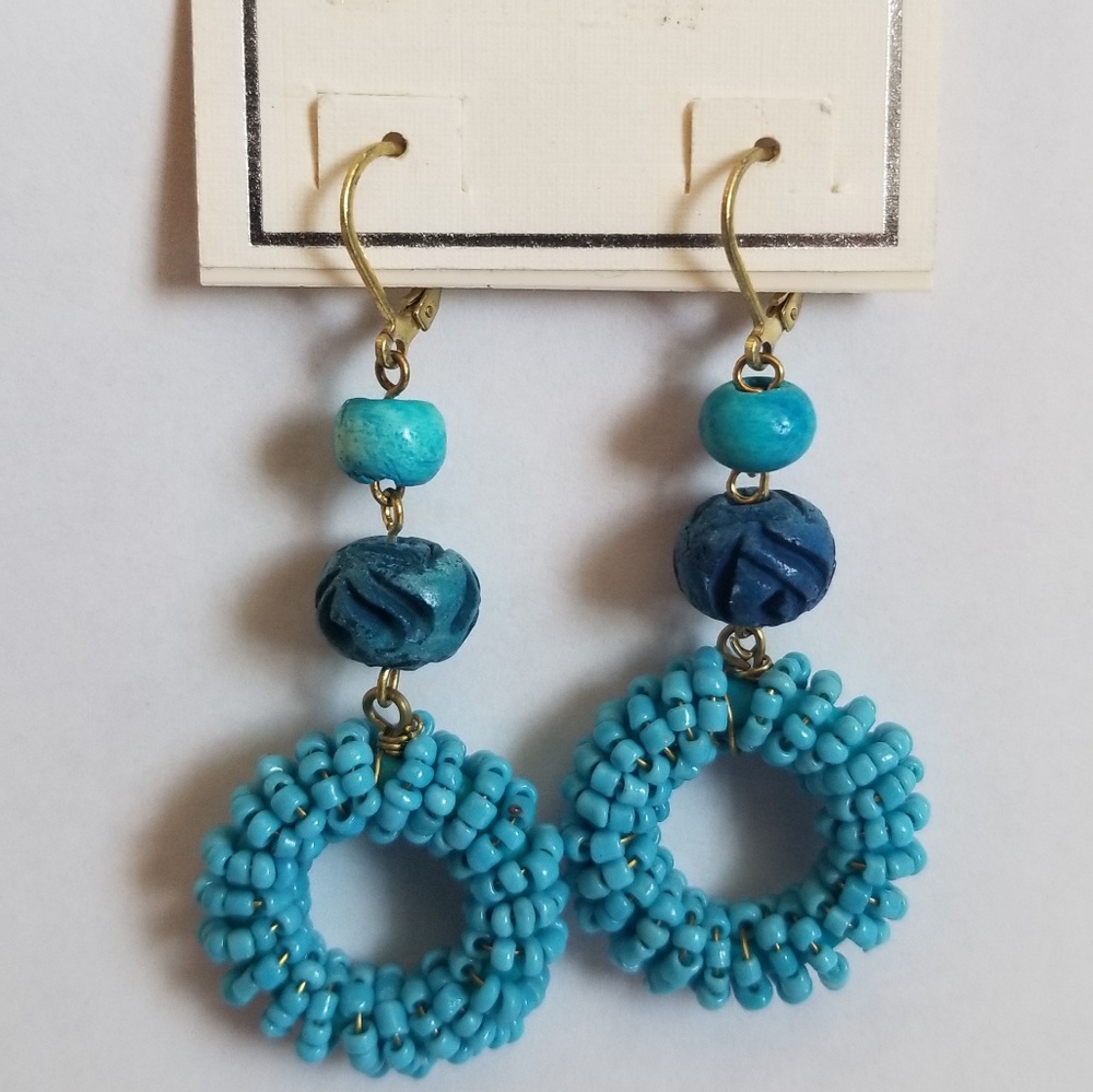 Blue Seed bead earrings